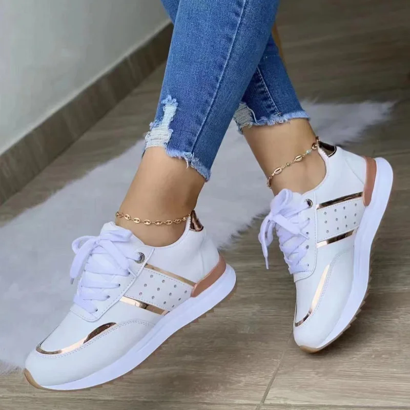 Top Trends: Sneakers Women Platform Shoes Leather Patchwork Woman Casual Shoes Sport Shoes Ladies Outdoor Running Vulcanized Shoes Shoppable Styles