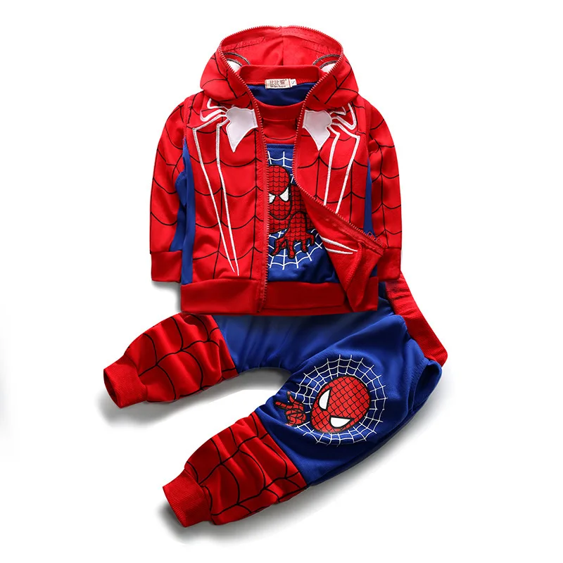 Top Trends: Toddler Boy Clothes Cartoon Super Printed Man Embroidery Hooded Coat&amp;shirt&amp;pants 3pcs Kids Costume Boys Clothing Set Outfits Shoppable Styles