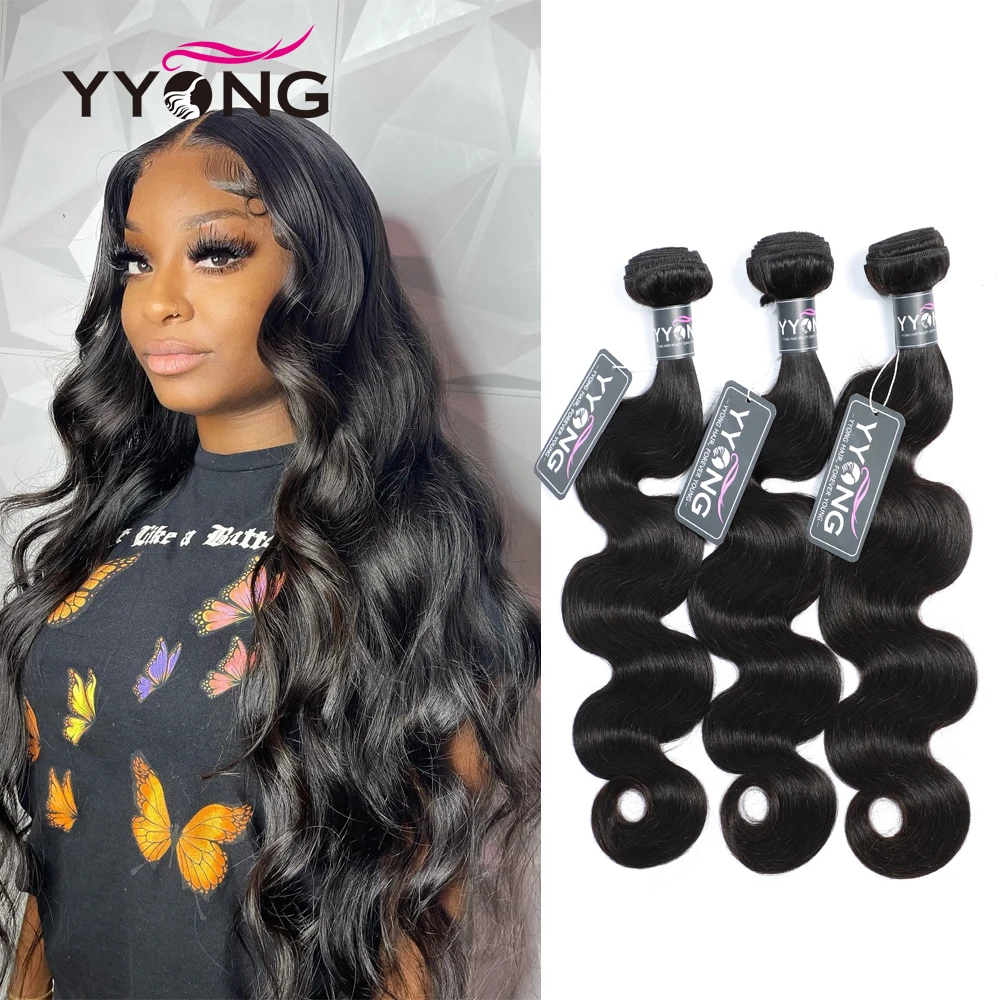 Top Trends: Yyong Peruvian Body Wave Bundles Remy Human Hair Extensions 1 / 3 / 4 Bundles Human Hair Weave Bundles 8-32 Inches Shoppable Styles