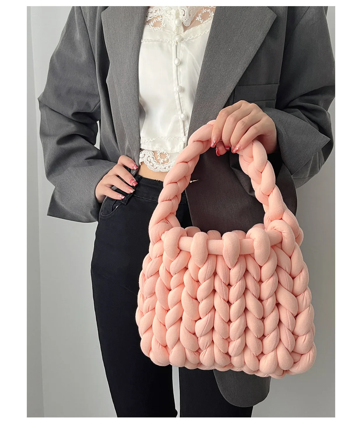 Top Trends: Rope Crochet Bags For Women Handmade Acrylic UnderarmHandbags Designer Knitting Crossbody Bags For Women Woven Chunky Knit Purse Shoppable Styles