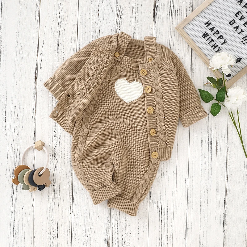 Top Trends: Newborn Baby Clothes Set Knitted Infant Boy Long Sleeve Coat + Sleeveless Jumpsuit Fashion Solid Toddler Girl Kid Top + Romper 2PC Shoppable Styles