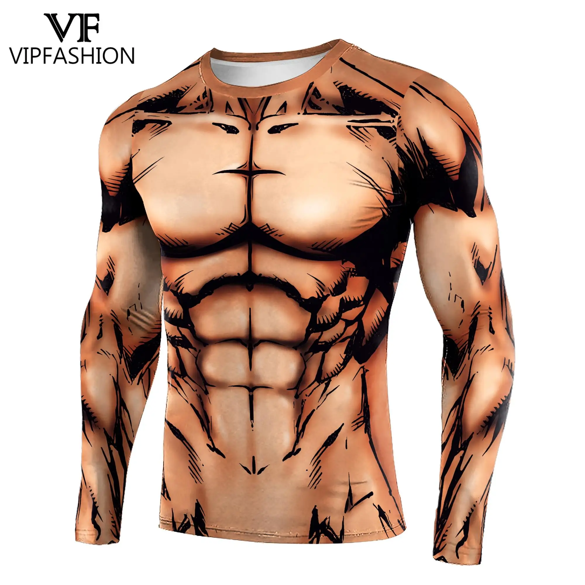 Top Trends: VIP FASHION Long Sleeve Shirt Quick Drying Bodybuilding Workout Top Compression Running T-shirt Men Muscle Print Tee Clothing Shoppable Styles