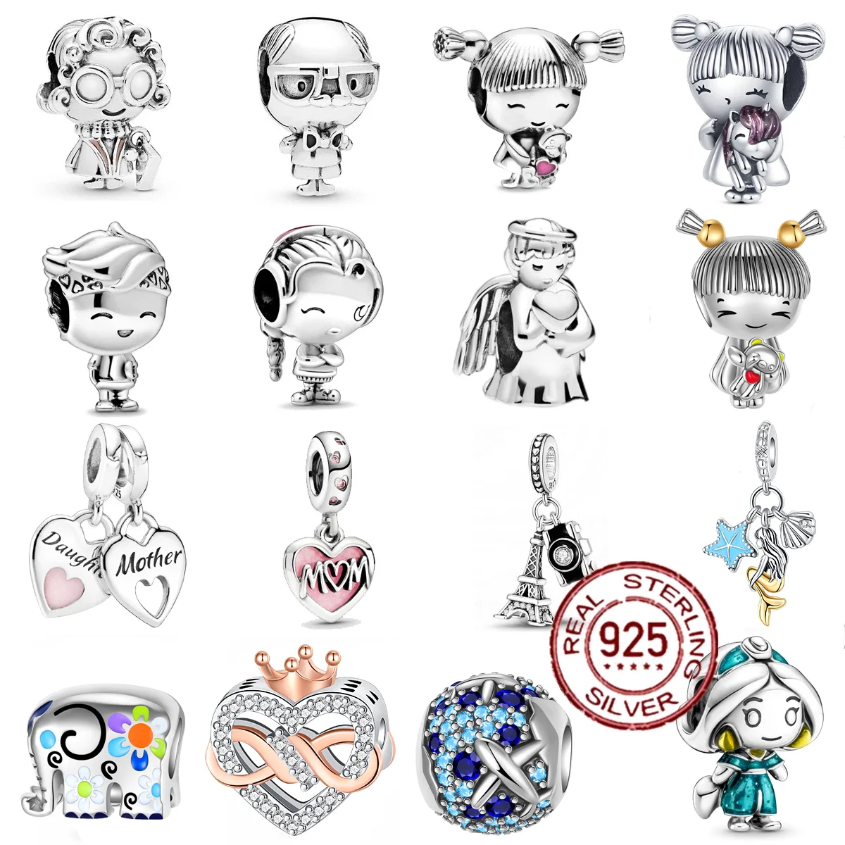 Top Trends: New 925 Sterling Silver Grandmother Grandfather Girl Boy Beads Charms Fit Original Pandora Bracelet For Women Jewelry DIY Making Shoppable Styles