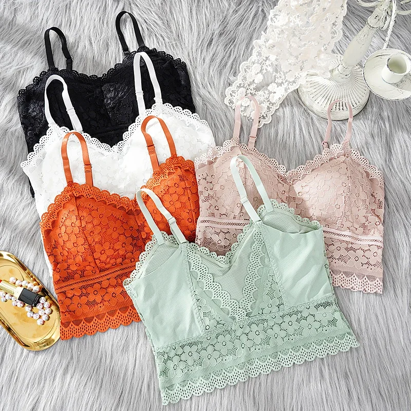 Top Trends: New Women Lace Bras Top Comfortable Bralette Solid Color Add Pad Lingerie Beauty Back Underwear Sexy Vest Female Wireless Bra Shoppable Styles