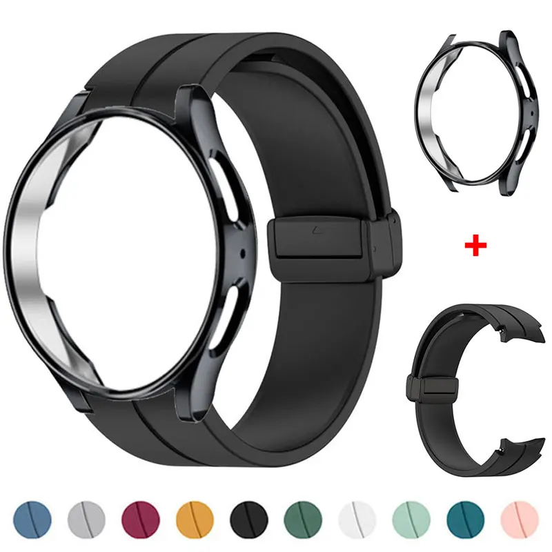 Top Trends: Original Silicone Strap For Samsung Watch 4 / 5 / 6 40 44mm Watch 5Pro 45mm Magnetic Buckle Band+ Case Galaxy Watch 4 Classic 42 46mm Shoppable Styles