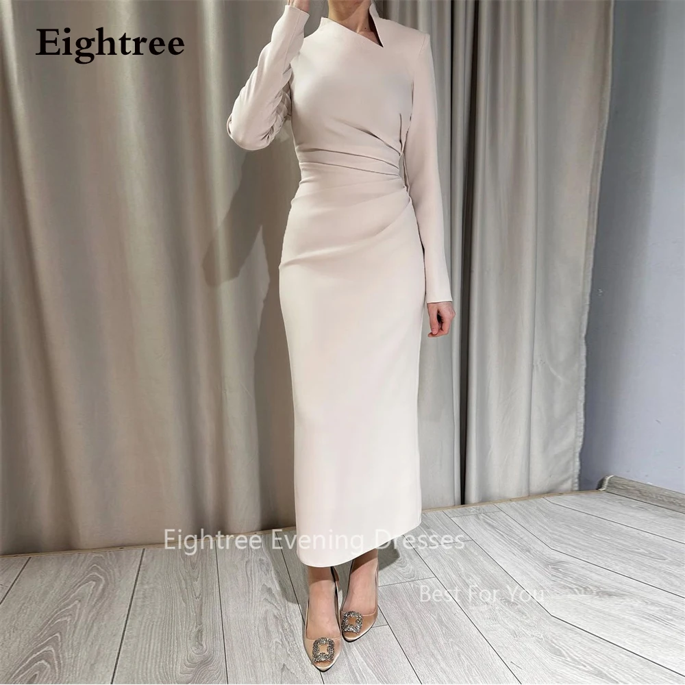 Top Trends: Eightree High Neck Evening Dresses فساتين سهرة Prom Dresses Arabic Women Long Sleeves Ankle Length Formal Occasion Party Dress Shoppable Styles