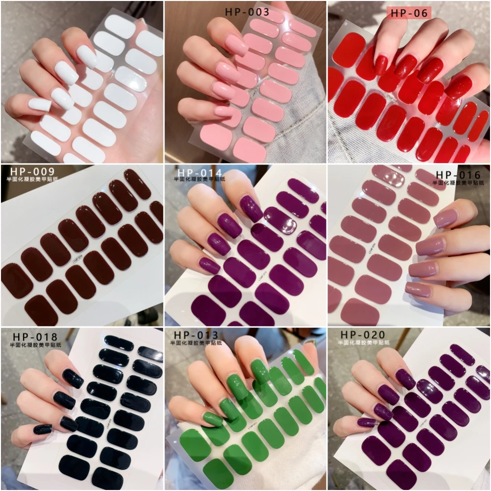 Top Trends: 16Tips Semi-cured Gel Nail Wraps Sticker Pure White / Black / Nude Long Lasting Full Cover Gel Nail Stcikers UV Lamp Need Nail Decal Shoppable Styles