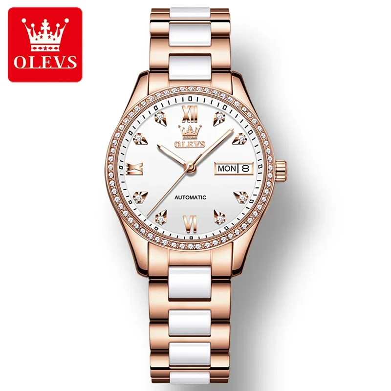 Top Trends: OLEVS 6637 Waterproof Full-automatic High Quality Women Wristwatches Fashion Automatic Mechanical Ceramic Strap Watch For Women Shoppable Styles