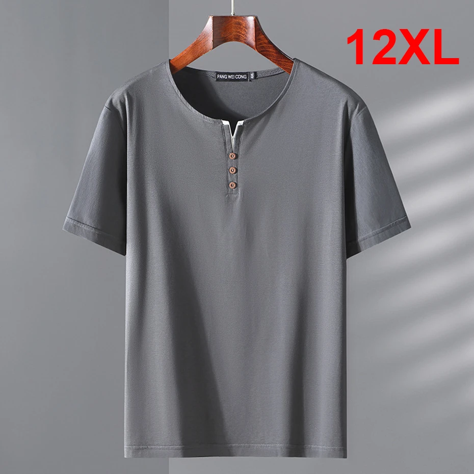 Top Trends: 12XL 10XL Plus Size T-shirt Men Summer Short Sleeve T Shirt Big Size Tops Tees Male Casual Solid Color Tshirt 12XL Shoppable Styles