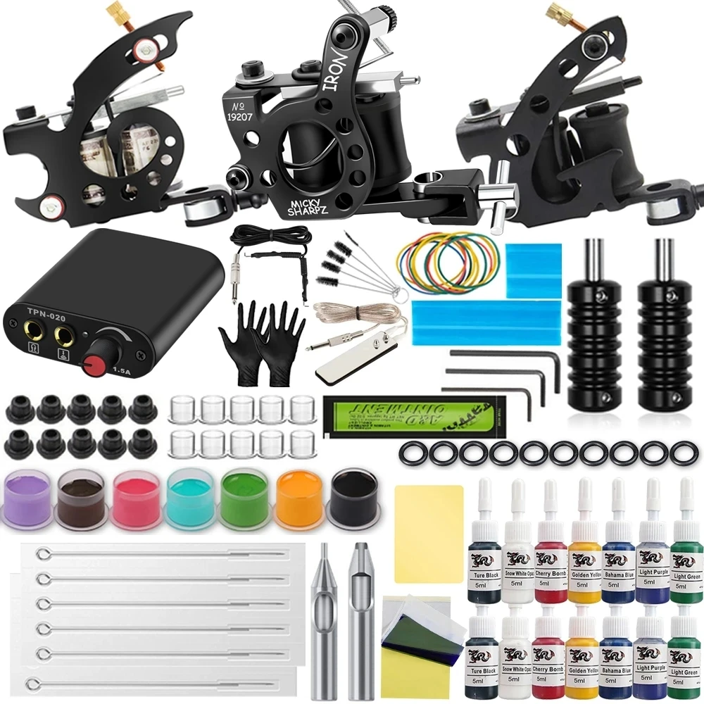 Top Trends: Complete Tattoo Set Coil Tattoo Machines Kit Tattoo Beginner Power Supply Grips Body Art Tools Permanent Makeup Tattoo Set Shoppable Styles