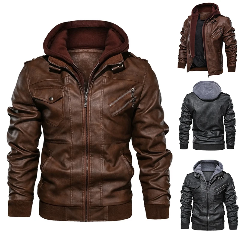 Top Trends: Hood Crew Men’s Casual Stand Collar PU Faux Leather Zip-Up Motorcycle Bomber Jacket Shoppable Styles