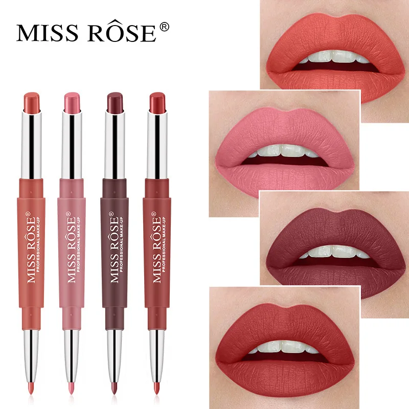 Top Trends: MISS ROSE 8 Colors Double-end Lip Makeup Lipstick Pencil Waterproof Moisturizer Long Lasting Waterproof Lip Stick DC05 Shoppable Styles