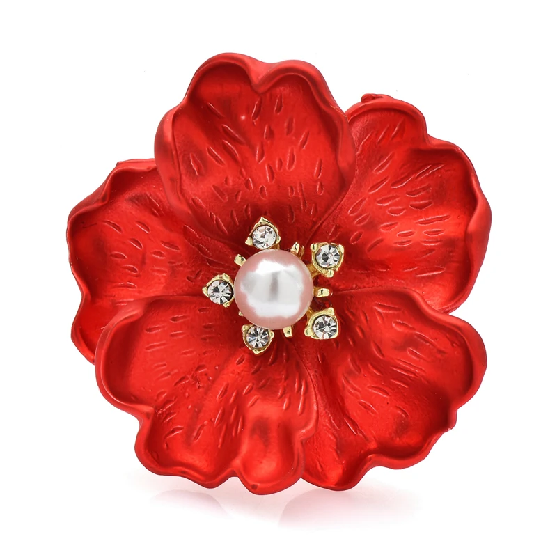 Top Trends: Wuli&baby Beautiful Flower Brooches For Women Red Blue Enamel Pearl Flowers Plants Party Office Brooch Pin Gifts Shoppable Styles