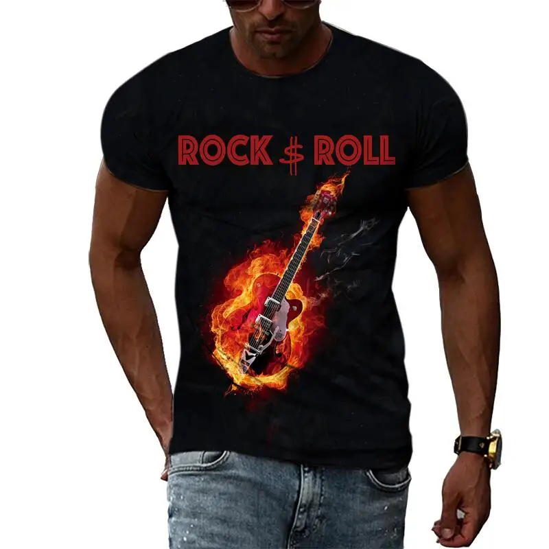 Top Trends: Summer Fashion Graphics Music Guitar T-Shirts For Men Casual 3D Print Tees Hip Hop Harajuku Personality Round Neck Short Sleeve Shoppable Styles - Image 5