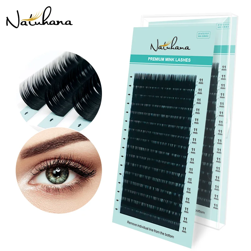 Top Trends: NATUHANA 16Rows Matte Black Synthetic Mink Eyelash Extension Natural Soft False Eyelashes Individual Faux Lashes For Extensions Shoppable Styles