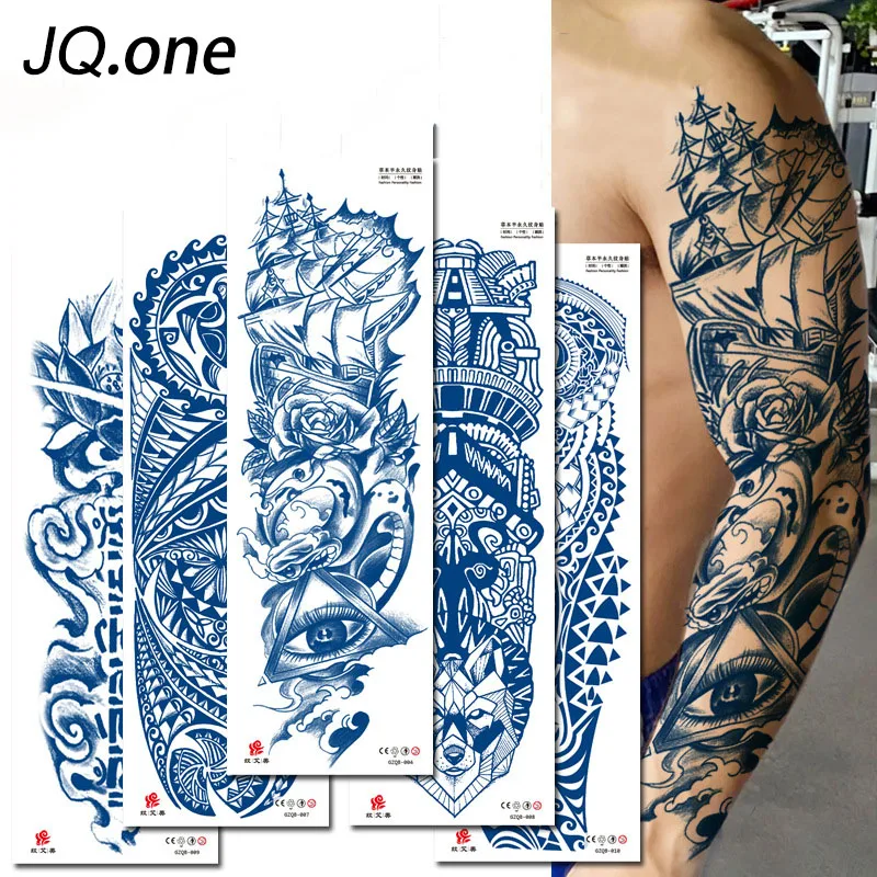 Top Trends: Juice Ink Tattoos Body Art Lasting Waterproof Temporary Tattoo Sticker Eye Clock Tatoo Arm Fake Full Arm Tatto Women Men Shoppable Styles