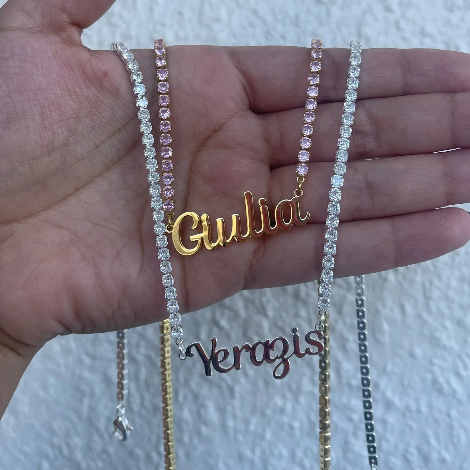 Top Trends: 2021 Fashion Custom Name Necklace Personlized Letters Pendant Zircon Chain Glittering Stainless Steel Choker Jewelry For Women Shoppable Styles