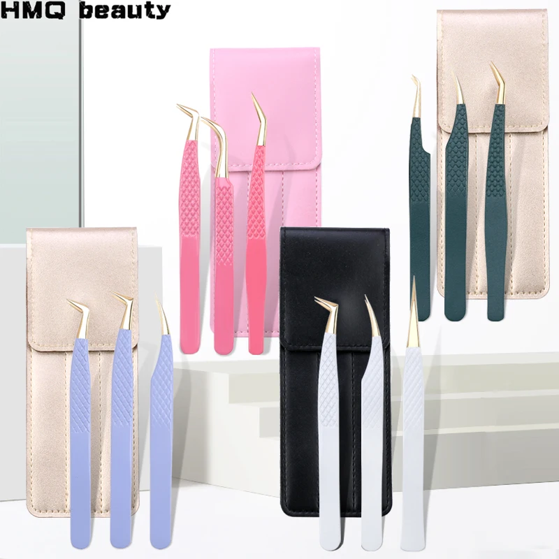 Top Trends: 3Pc Eyelash Extension Tweezers Set With Bag Stainless Steel Accurate 3D Volume Fan Lash Eyebrow Tweezer Makeup Tools Accessories Shoppable Styles