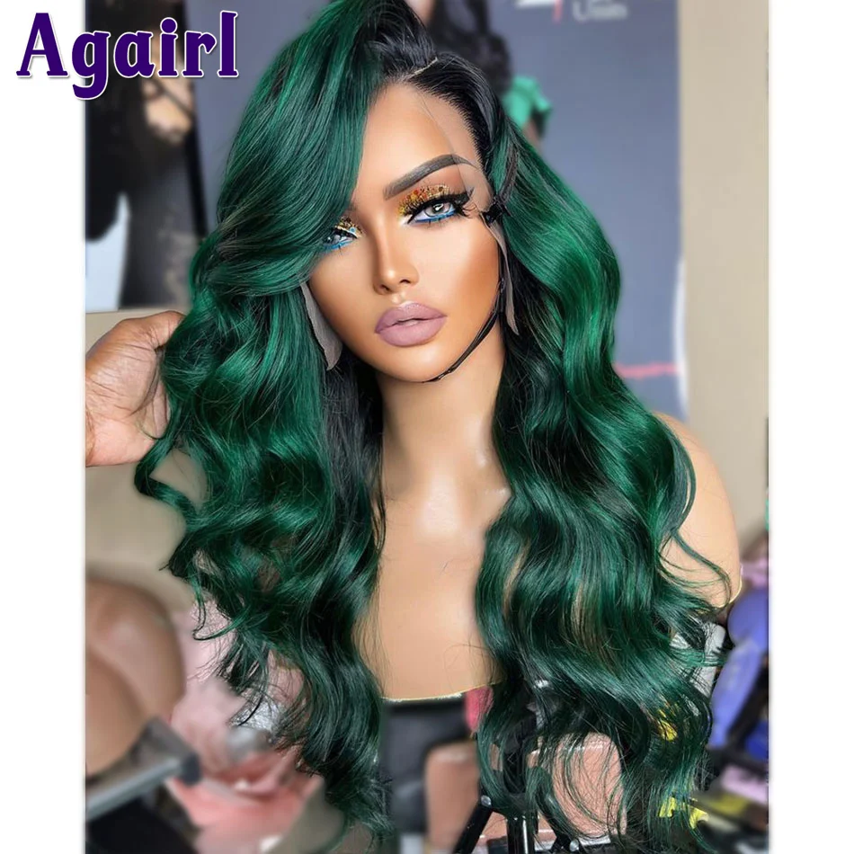 Top Trends: 13X4 Glueless Wavy Human Hair Lace Front Wig Ombre 1B Green Brazilian Remy 13X6 Body Wave Lace Frontal Wig 5x5 Lace Closure Wigs Shoppable Styles - Image 3