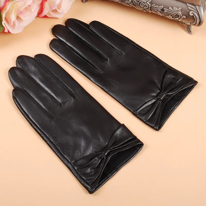 Top Trends: GOURS Winter Real Leather Gloves Women Black Genuine Goatskin Gloves Fashion Bow-knot Soft Fleece Lined Warm Mittens New GSL002 Shoppable Styles - Image 4