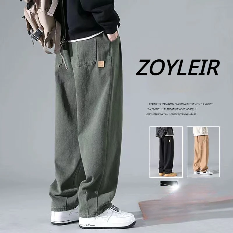 Top Trends: 100% Cotton Wide Leg Man Pants Streetwear Harem Pants Casual Baggy Sweatpants Male Straight Trousers Techwear Sport Basketball Shoppable Styles