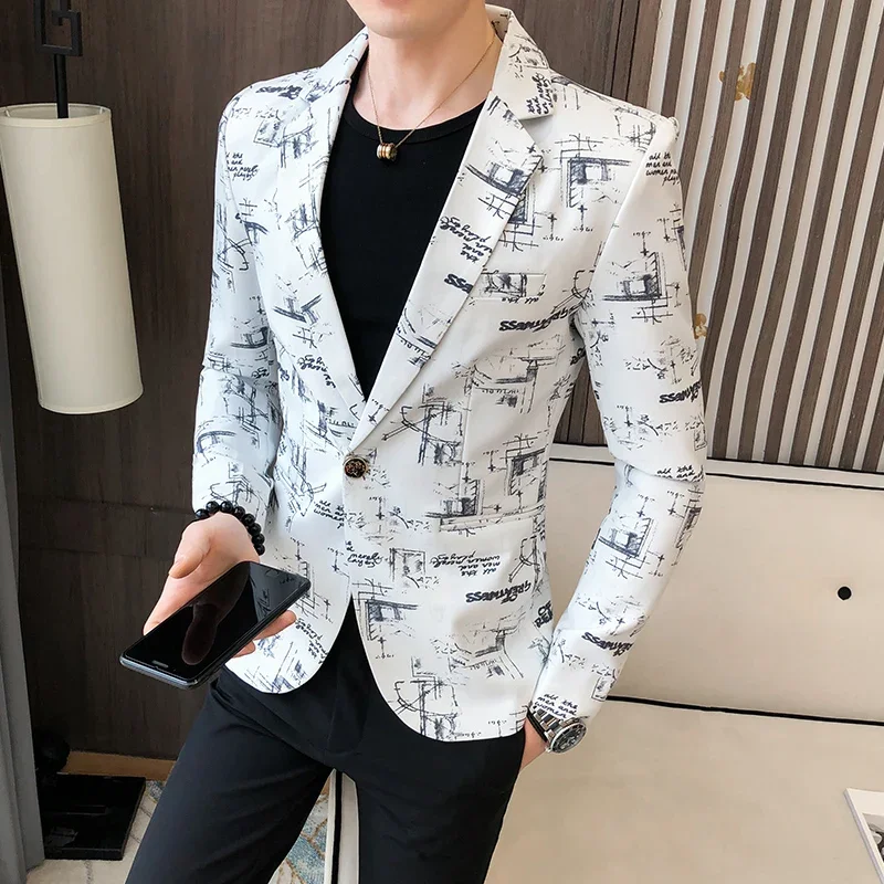 Top Trends: Mens Blazer Slim Fit New Business Fashion Formal Wear Casual Trendy Streetwear High Quality Men's Clothing Printed Suit Jacket Shoppable Styles