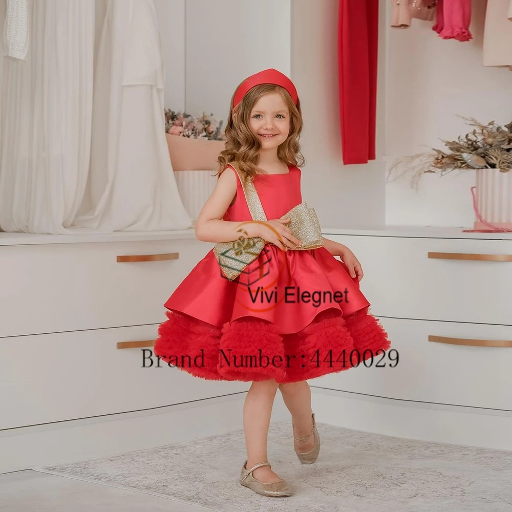 Top Trends: Square Collar Flower Girls Dresses With Tiered Sleeveless Christmas Gowns 2023 Summer New Zipper Champagne Vestido De Novia Shoppable Styles