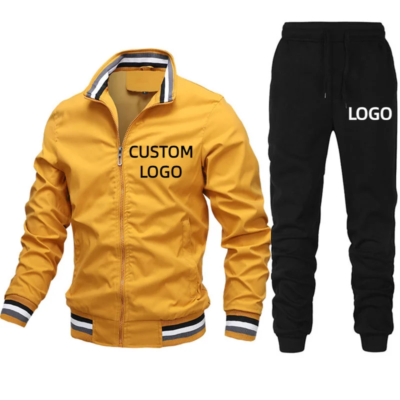 Top Trends: Custom LOGO Men&#039;s Tracksuit Brand Zipper Jacket And Jogger Pants Two Pieces Set Fashion Casual Streetwear Male Sportswear 4XL Shoppable Styles