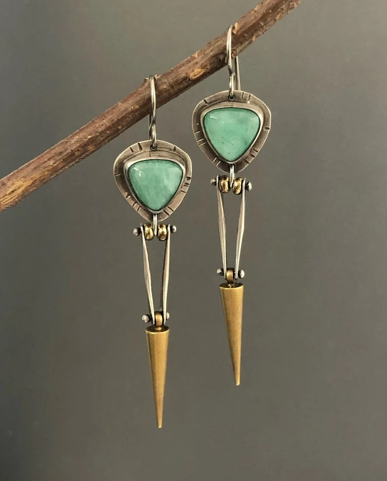 Top Trends: Vintage Boho Ethnic Green Resin Stone Drop Dangle Earrings For Women Indian Tribal Vintage Earrings Shoppable Styles