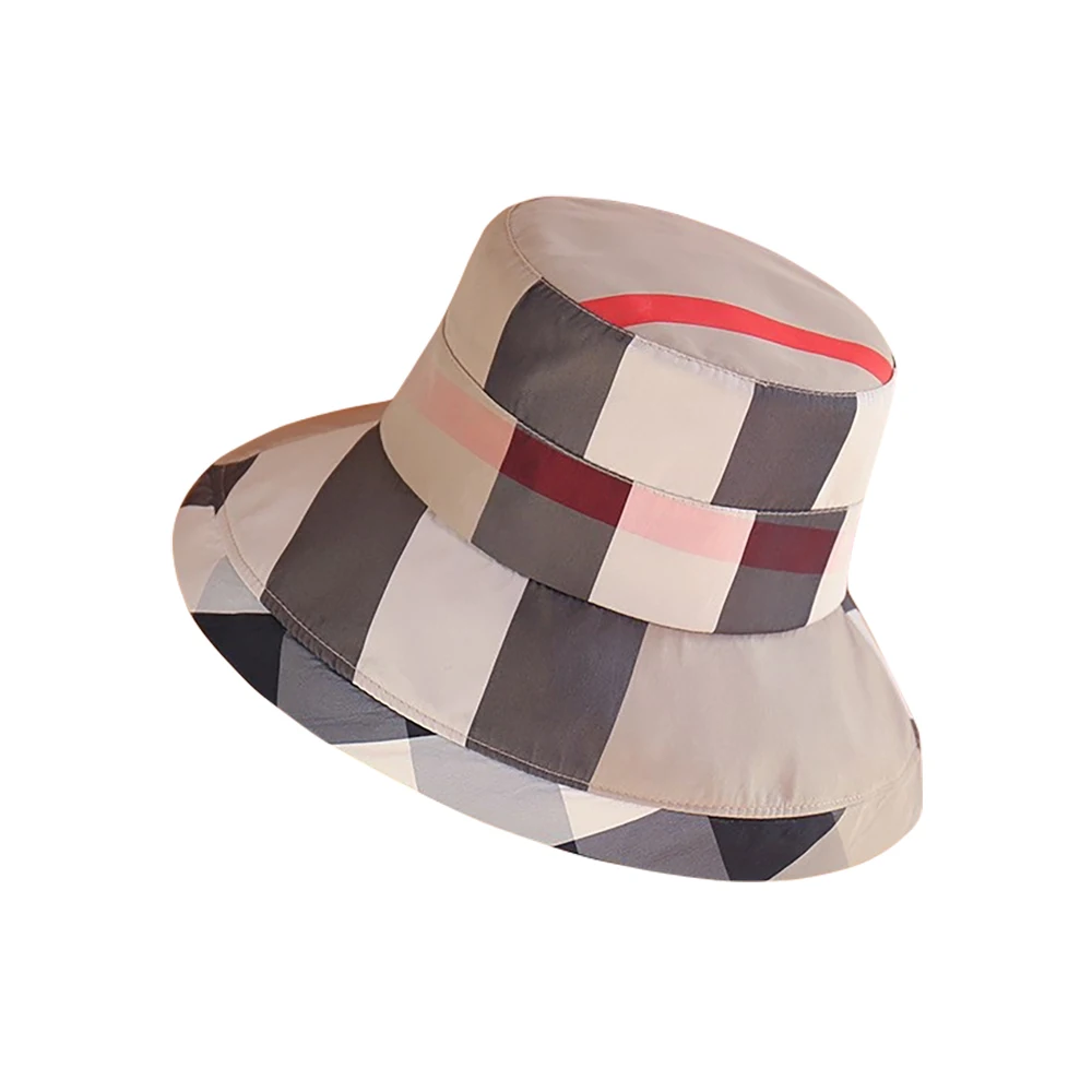 Top Trends: Women Summer Plaid Folding Bucket Hat For Beach Holiday Lady Spring Bowler Sun Protection Cap Classic Headgear New In Wholesale Shoppable Styles