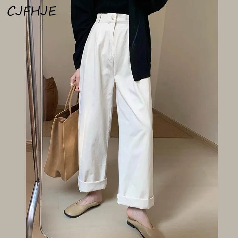 Top Trends: CJFHJE New Solid Color Wide Leg Pants Women Korean Fashion Women's Casual Classic Loose Elastic Waist Trousers Mujer Autumn Shoppable Styles