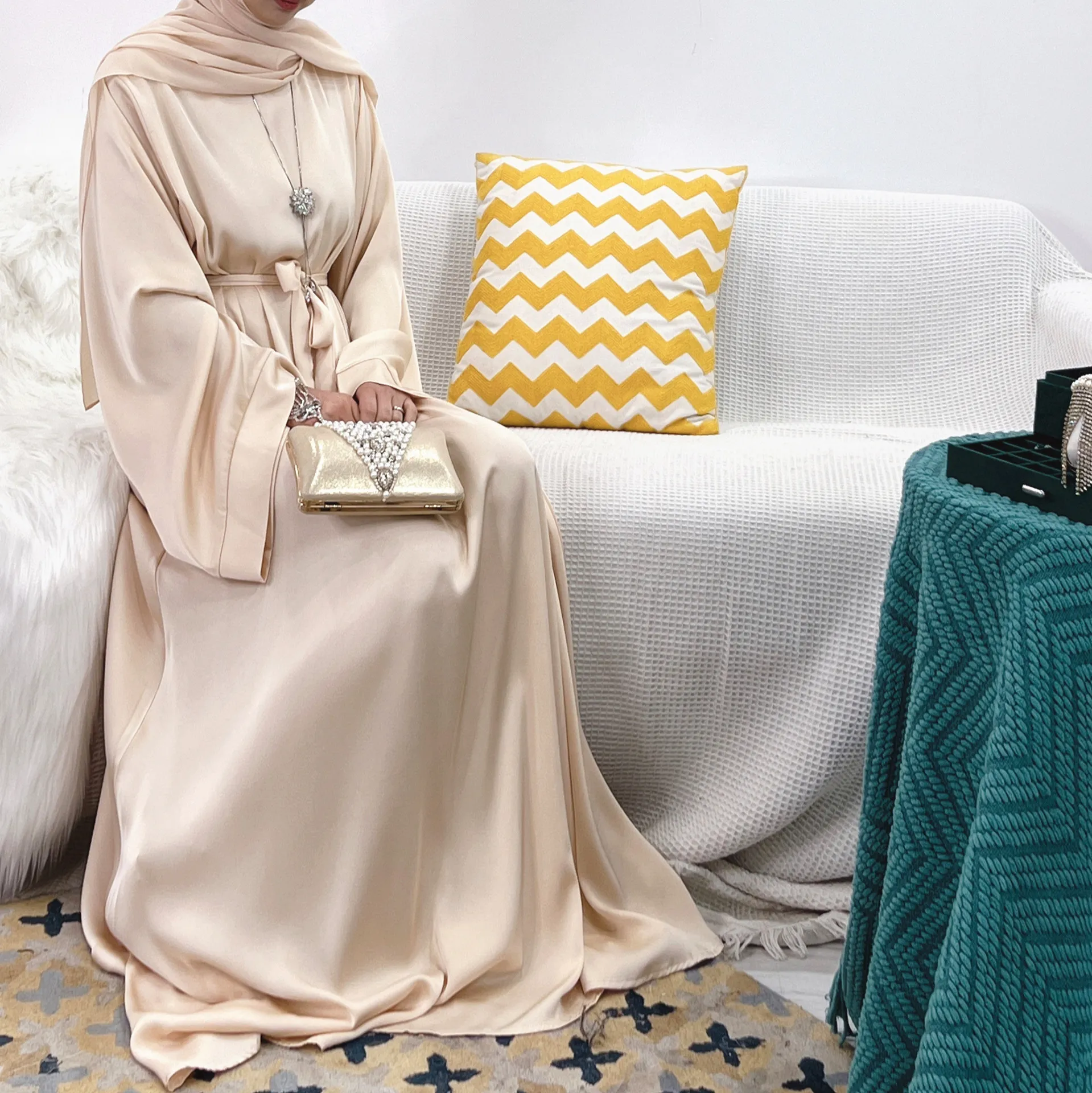 Top Trends: Ramadan Muslim Fashion Hijab Dress Eid Satin Abaya Dubai Turkey Islam Clothing Basic Closed Abayas For Women African Kaftan Robe Shoppable Styles