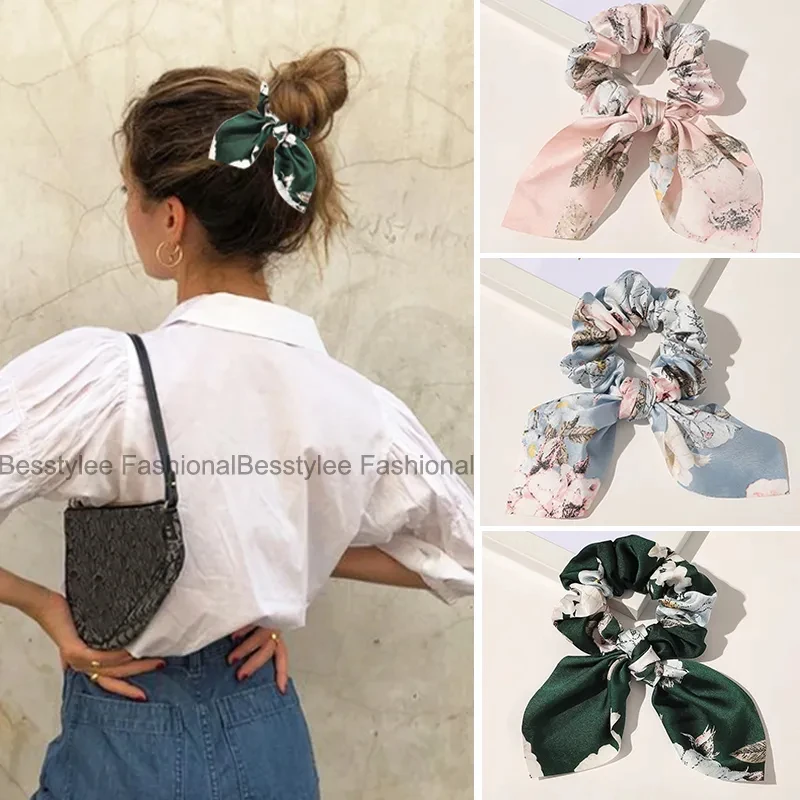 Top Trends: Fashion Print Hair Scrunchie Bowknot Hair Rope For Women Girls Ponytail Holder Hair Ties Elastic Hair Bands Hair Accessories Shoppable Styles