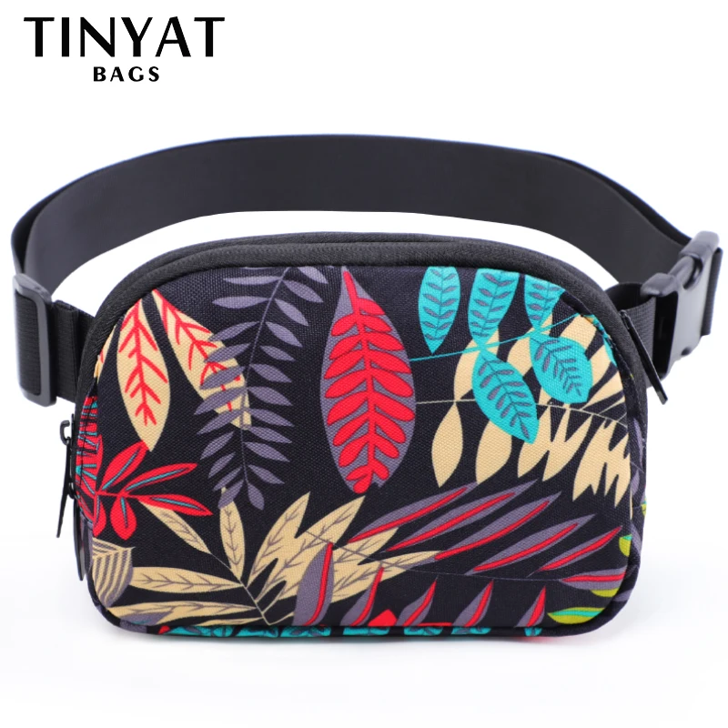 Top Trends: TINYAT Print Leaf Women's Waist Bag For Sports Money Phone Wallet Men Fanny Pack Waterproof Belt Bag Running Travel Banana Bags Shoppable Styles