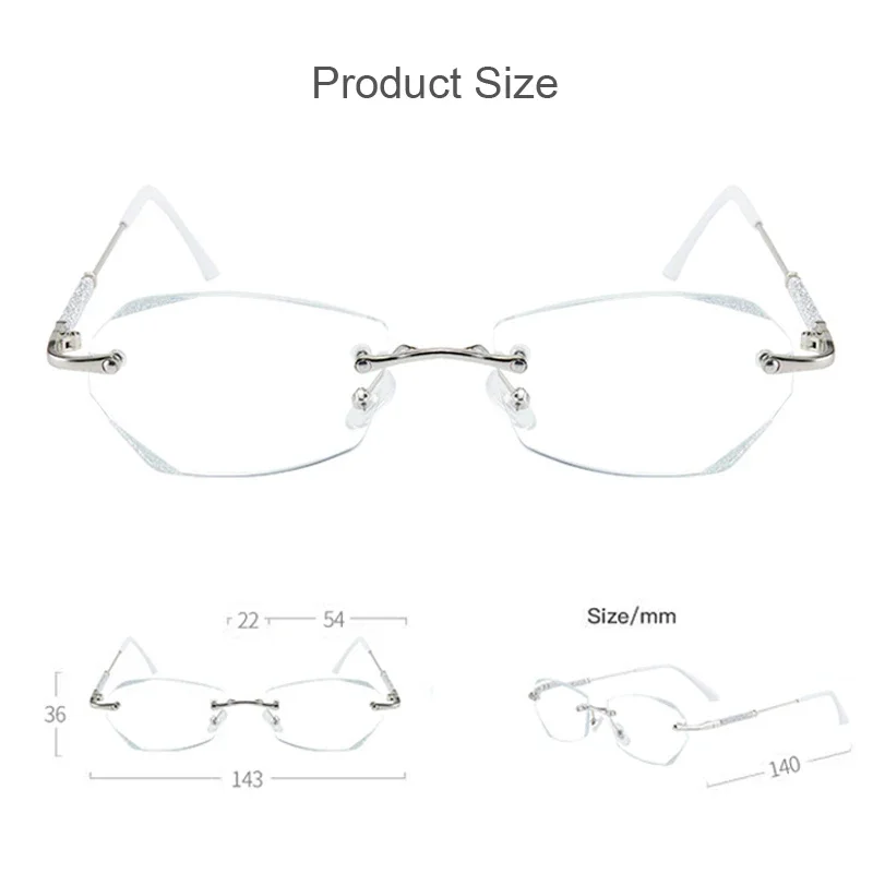 Top Trends: Presbyopic Glasses Luxury Women Rimless Diamond Cutting Frame Anti Blue Light Eyeglasses Prescription Eyewear Diopter 0 To + 4.0 Shoppable Styles - Image 6