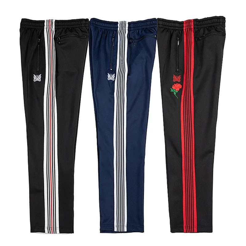 Top Trends: Mesh Stripes Needles Sweatpants Pants Men Women High Quality Poly Smooth AWGE Track Pants Butterfly Embroidery Logo Trouser Gym Shoppable Styles