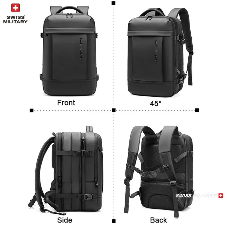 Top Trends: SWISS New Business Backpack Expandable USB Bag Waterproof Large 17 Inch Computer Backpack For Travel Urban Fashion Men Mochilas Shoppable Styles - Image 5