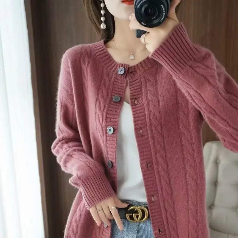 Top Trends: Korean Fashion Solid Color Button Knitted Cardigan Sweaters Women's Clothing 2022 Autumn New Loose Casual Tops All-match Coat Shoppable Styles