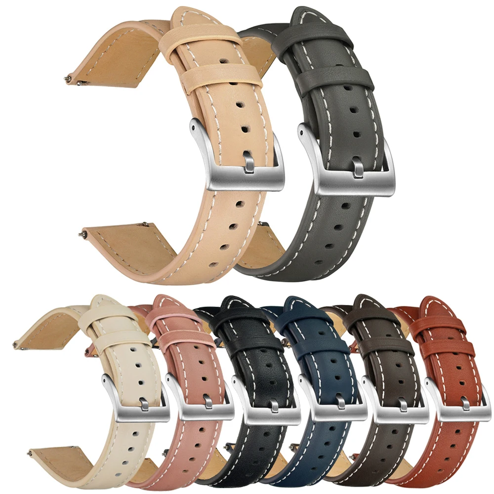 Top Trends: Full-grain Leather Watch Bands 20mm 22mm Men Leather Strap For Samsung Galaxy Watch Belt Bracelet 8 Colors Replacement Shoppable Styles