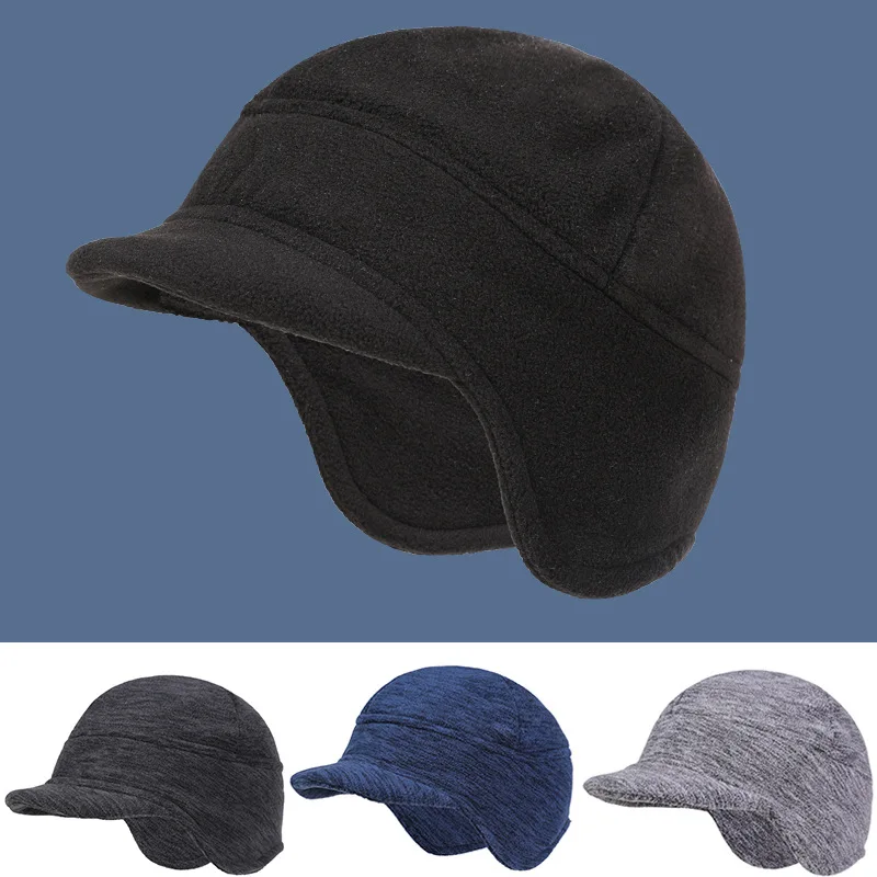 Top Trends: Thick Fleece Duckbill Hat Outdoor Windproof Cycling Warm Cap Men Women Winter Ear Cover Caps Simple Soild Knitted Beanies Hats Shoppable Styles