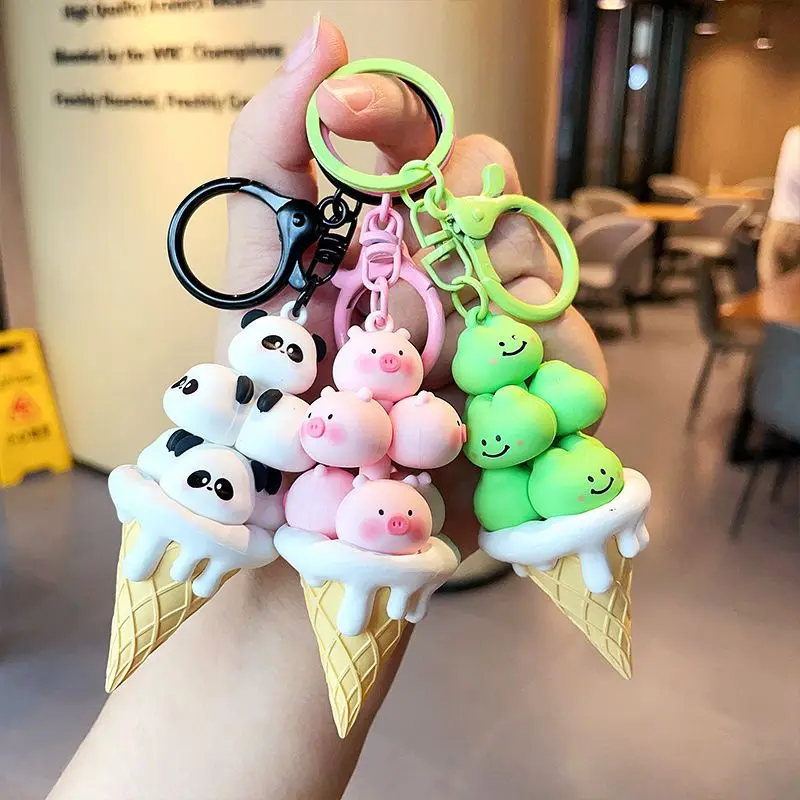 Top Trends: Cute Ice Cream Keychains Multiple Chicks Frogs Pandas Funny Keychains For Gift Cartoon Doll Keychains Bag Backpack Keyrings Keys Shoppable Styles