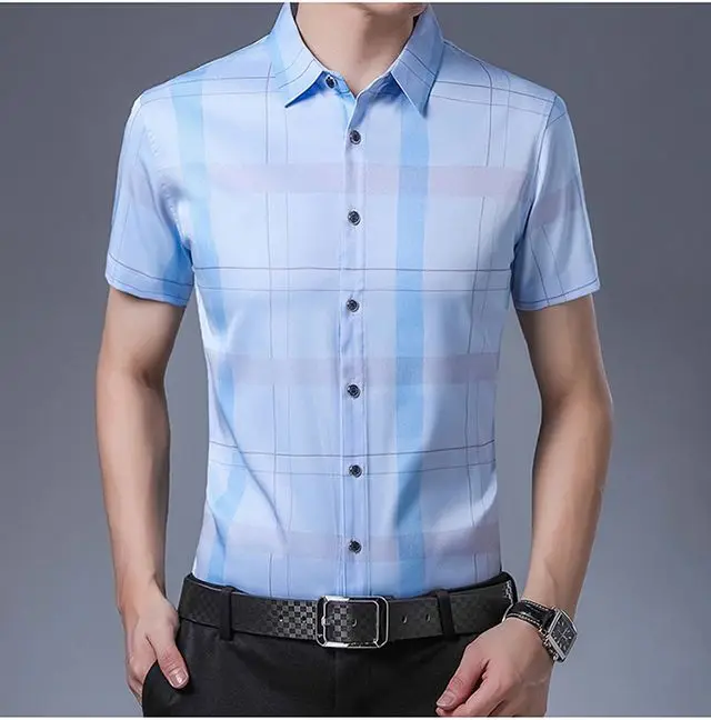 Top Trends: Summer Men Short Sleeve Plaid Shirts Streetwear Fashion Clothing Business Office Loose Lapel Quick-drying Male Casual Tops 2023 Shoppable Styles