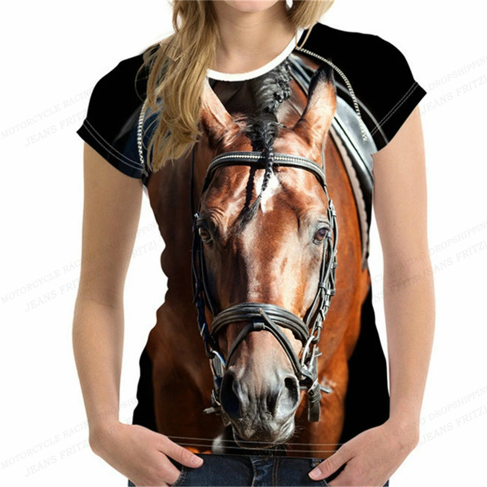 Top Trends: Women&#039;s T Shirt Horse 3d Print T-shirt Women Fashion T-shirts Oversize Short Sleeve Tops Tees Animal Clothes Girl Tshirts Summer Shoppable Styles