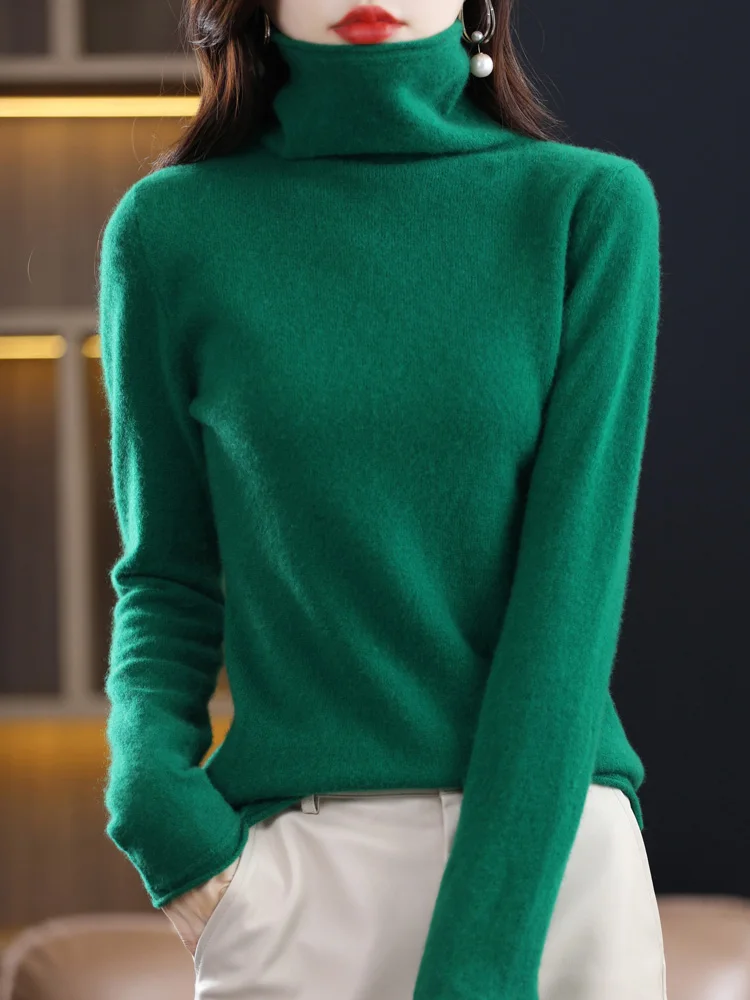 Top Trends: Women Turtleneck Sweater Autumn Winter Basic Pullover 100% Merino Wool Long Sleeves Cashmere Knitted Jumper Female Clothing Shoppable Styles