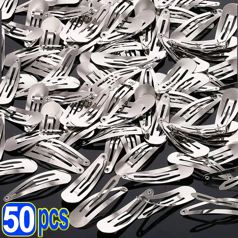 Top Trends: 1 / 50pcs Korean YK2 Hair Clips Metal Silver Hairpins Women Girls Snap BB Clip Base For DIY Hair Barrettes Styling Accessories Shoppable Styles