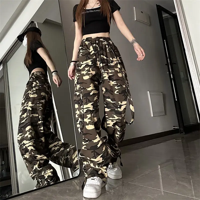 Top Trends: American Vintage Camouflage Cargo Pants Women Casual New Streetwear Safari Style Loose Straight Wide Leg Trousers Woman Shoppable Styles