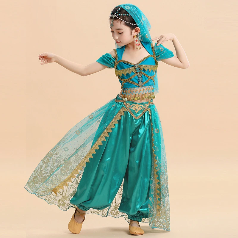 Top Trends: Children's Dance Clothing Belly Dance New Jasmine Princess Clothing Indian Dance Aladdin Lamp Girls' Performance Clothing Shoppable Styles