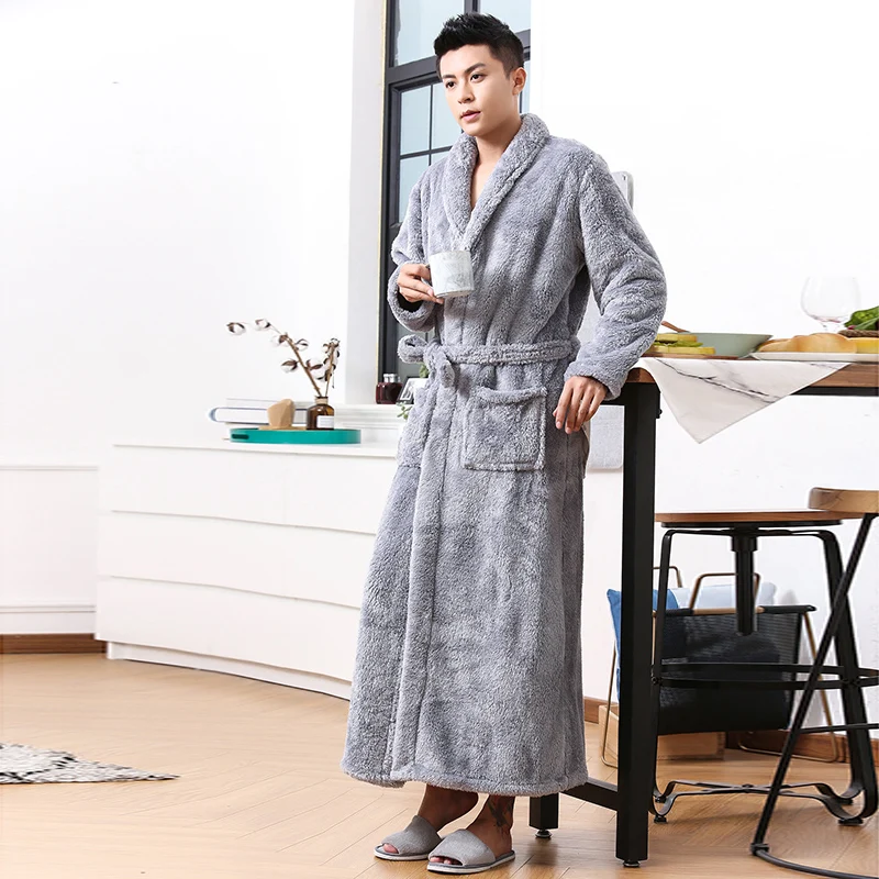 Top Trends: Coral Plush Men&#039;s Warm Extra Thick Extended Nightgown Bath Home Bathrobe Bathrobe Bathrobe Home Pajamas Plush Robe Shoppable Styles