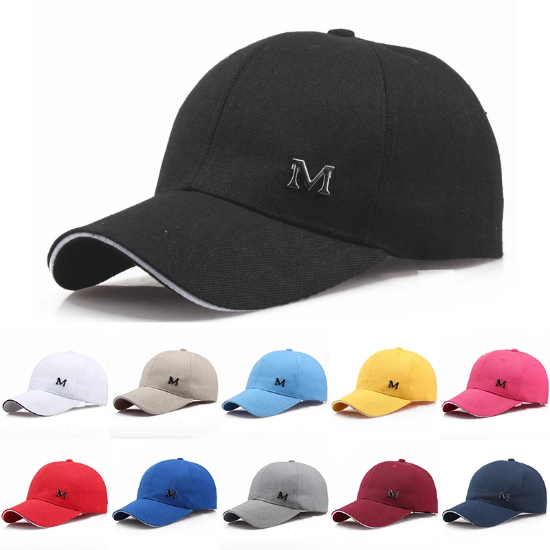 Top Trends: Unisex M Letter Baseball Caps Solid Adjustable Hip Hop Cotton Snapback Cap For Men Women Outdoor Sport Golf Running Sun Dad Hats Shoppable Styles