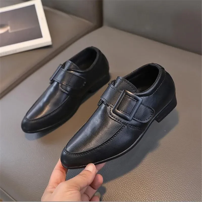 Top Trends: Boy Performance Shoe Pointed Toe Children Leather Casual Shoe Black Boy Girl Kids Wedding Shoe Shoppable Styles